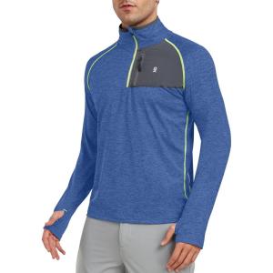 Little Donkey Andy Men’s Long Sleeve Quick Dry Lightweight Running Exercise Sports T-Shirt Top(A-blue Heather)