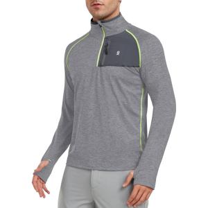 Little Donkey Andy Men’s Long Sleeve Quick Dry Lightweight Running Exercise Sports T-Shirt Top(A-deep Grey Heather)