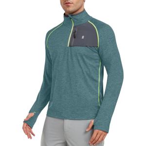 Little Donkey Andy Men’s Long Sleeve Quick Dry Lightweight Running Exercise Sports T-Shirt Top(A-green Heather)