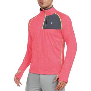 Little Donkey Andy Men’s Long Sleeve Quick Dry Lightweight Running Exercise Sports T-Shirt Top(A-nectarine)