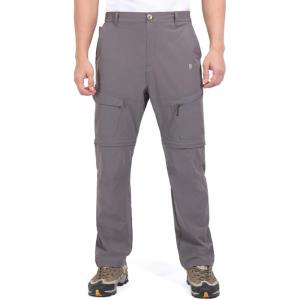 Little Donkey Andy Men’s Outdoor Sports Two Section Trousers Mountaineering Hiking Hiking(One Zip-off- Gray)