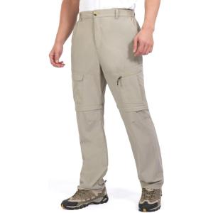 Little Donkey Andy Men’s Outdoor Sports Two Section Trousers Mountaineering Hiking Hiking(One Zip-off- Khaki)