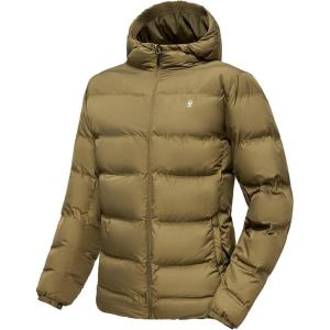 Little Donkey Andy Men’s Puffer Jacket Warm Winter Coat with Hood Lightweight Insulated Quilted Jacketss for Snow Ski(Olive)