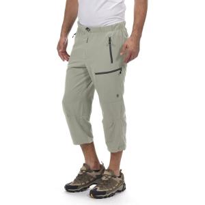 Little Donkey Andy Men’s Quick Dry 3/4 Pants Lightweight Capri Shorts Hiking Fishing Travel Casual(2. Khaki)