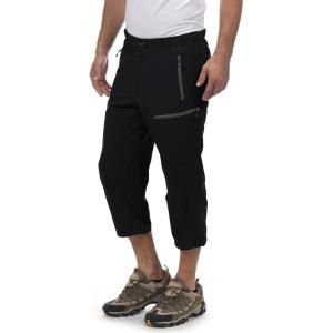 Little Donkey Andy Men’s Quick Dry 3/4 Pants Lightweight Capri Shorts Hiking Fishing Travel Casual(3. Black)