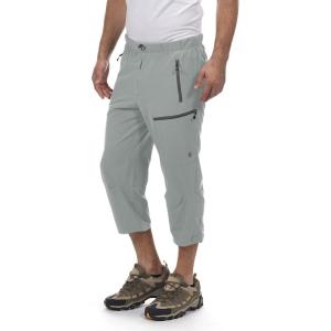 Little Donkey Andy Men’s Quick Dry 3/4 Pants Lightweight Capri Shorts Hiking Fishing Travel Casual(8. Light Gray)