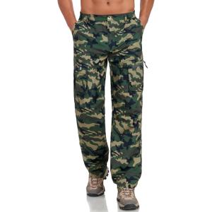 Little Donkey Andy Men’s Quick Dry UPF 50+ Cargo Pants, Stretch Lightweight Outdoor Hiking Pants(Olive Camo)