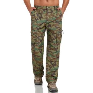Little Donkey Andy Men’s Quick Dry UPF 50+ Cargo Pants, Stretch Lightweight Outdoor Hiking Pants(Utility Camo)
