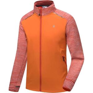 Little Donkey Andy Men’s Quick Dry Warm Lightweight Running Jacket Full Zip Thermal Hybrid Thumbholes Golf Track Jacket(Orange Heather)