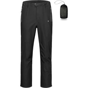 Little Donkey Andy Men’s Rain Pants Waterproof Lightweight Overpants Windproof Outdoor Pants for Hiking, Golf, Fishing(A1 Black)