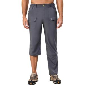 Little Donkey Andy Men’s Stretch Convertible Pants Zip-Off Lightweight Quick-Dry Hiking Fishing Travel Pants(Capris Grey)