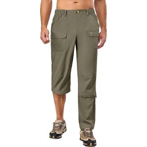 Little Donkey Andy Men’s Stretch Convertible Pants Zip-Off Lightweight Quick-Dry Hiking Fishing Travel Pants(Capris Laurel Oak)