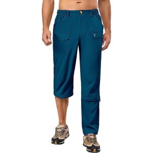 Little Donkey Andy Men’s Stretch Convertible Pants Zip-Off Lightweight Quick-Dry Hiking Fishing Travel Pants(Capris Navy Blue)