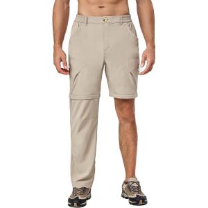 Little Donkey Andy Men’s Stretch Convertible Pants Zip-Off Lightweight Quick-Dry Hiking Fishing Travel Pants(Khaki)