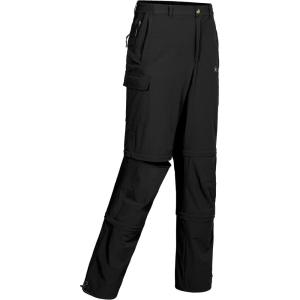 Little Donkey Andy Men’s Stretch Convertible Pants, Zip-Off Quick-Dry Hiking Pants, UV Protection, Lightweight(Two Zip-off- Black)