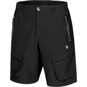 Little Donkey Andy Men’s Stretch Quick Dry Cargo Shorts for Hiking, Camping, Travel(Black)