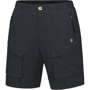 Little Donkey Andy Men’s Stretch Quick Dry Cargo Shorts for Hiking, Camping, Travel(Black Heather)