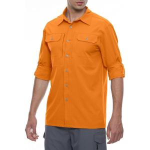 Little Donkey Andy Men’s Stretch Quick Dry UPF50+ Long Sleeve Shirt for Hiking, Travel, Camping(A Orange)