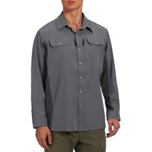 Little Donkey Andy Men’s Stretch Quick Dry UPF50+ Long Sleeve Shirt for Hiking, Travel, Camping(Upgraded Steel Grey)