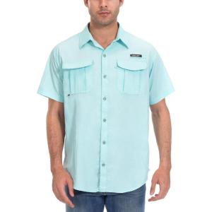 Little Donkey Andy Men’s UPF 50+ UV Protection Shirt, Short Sleeve Fishing Shirt, Breathable and Fast Dry Blue XS