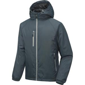 Little Donkey Andy Mens Warm Recycle Insulated Jacket Hooded Lightweight Windproof Winter Coat Hiking Travel(Steel Grey)
