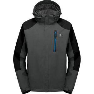 Little Donkey Andy Men’s Waterproof Rain Jacket Outdoor Lightweight Hooded Raincoat for Hiking Golf Travel Fishing(B2.grey/Black)