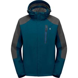 Little Donkey Andy Men’s Waterproof Rain Jacket Outdoor Lightweight Hooded Raincoat for Hiking Golf Travel Fishing(B4.deep Blue/Grey)