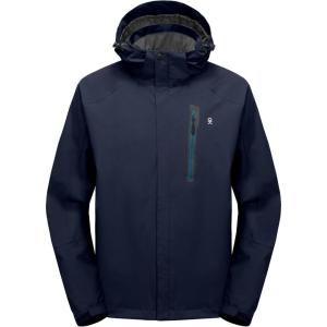 Little Donkey Andy Men’s Waterproof Rain Jacket Outdoor Lightweight Hooded Raincoat for Hiking Golf Travel Fishing(C1-deep Blue/Deep Blue)