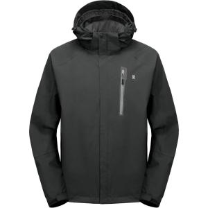 Little Donkey Andy Men’s Waterproof Rain Jacket Outdoor Lightweight Hooded Raincoat for Hiking Golf Travel Fishing(C1-grey/Grey)