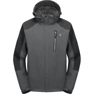 Little Donkey Andy Men’s Waterproof Rain Jacket Outdoor Lightweight Hooded Raincoat for Hiking Golf Travel Fishing(C1-salute/Grey)