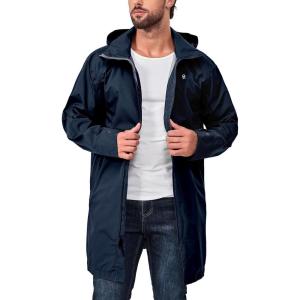 Little Donkey Andy Men’s Waterproof Rain Jacket Outdoor Lightweight Mountain Windbreaker Long Coat for Hiking Golf Travel(Dark Blue)