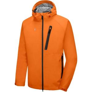 Little Donkey Andy Men’s Waterproof Rain Jacket Outdoor Lightweight Rain Shell Coat for Hiking,Golf,Travel(D5.orange【ultra Lightweight】)