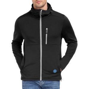 Little Donkey Andy Men’s Winter Lightweight Warm Fleece Running Jacket Breathable Hooded Thermal Jacket with Thumb Holes(Upgraded Black)