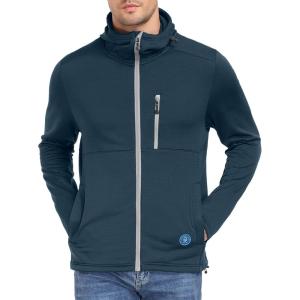 Little Donkey Andy Men’s Winter Lightweight Warm Fleece Running Jacket Breathable Hooded Thermal Jacket with Thumb Holes(Upgraded Moroccan Blue)