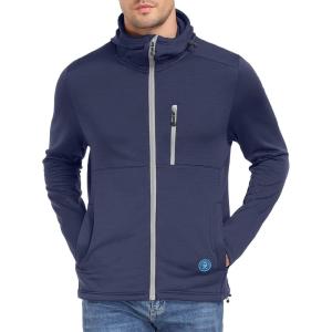 Little Donkey Andy Men’s Winter Lightweight Warm Fleece Running Jacket Breathable Hooded Thermal Jacket with Thumb Holes(Upgraded Navy Blue)