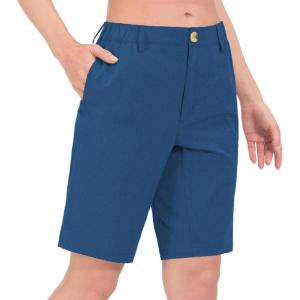 Little Donkey Andy Women’s Bermuda Quick Dry Lightweight Stretch Shorts Golf Hiking Travel(A Blue Heather)