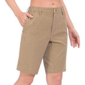 Little Donkey Andy Women’s Bermuda Quick Dry Lightweight Stretch Shorts Golf Hiking Travel(A Khaki Heather)