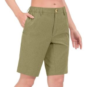 Little Donkey Andy Women’s Bermuda Quick Dry Lightweight Stretch Shorts Golf Hiking Travel(A Olive Green Heather)