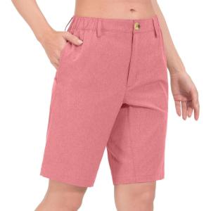 Little Donkey Andy Women’s Bermuda Quick Dry Lightweight Stretch Shorts Golf Hiking Travel(A Rose Red Heather)