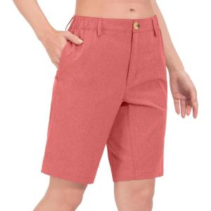Little Donkey Andy Women’s Bermuda Quick Dry Lightweight Stretch Shorts Golf Hiking Travel(A Spiced Coral Heather)