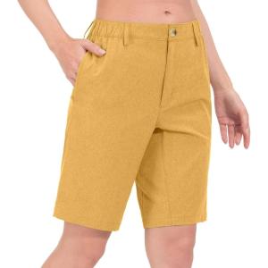 Little Donkey Andy Women’s Bermuda Quick Dry Lightweight Stretch Shorts Golf Hiking Travel(A Turmeric Heather)