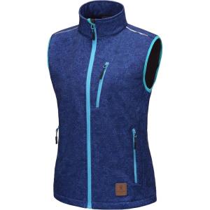 Little Donkey Andy Women’s Fleece Lined Softshell Vest Lightweight Windproof Sleeveless Jacket for Hiking Outdoor Travel Golf(Navy Blue Floral)