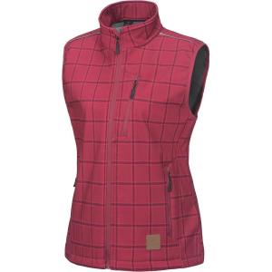 Little Donkey Andy Women’s Fleece Lined Softshell Vest Lightweight Windproof Sleeveless Jacket for Hiking Outdoor Travel Golf(Red Plaid)