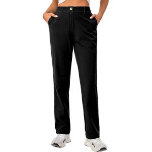 Little Donkey Andy Women’s Golf Pants Stretch Quick Dry Lightweight Straight Leg Business Casual Slacks with Pockets(A-black)