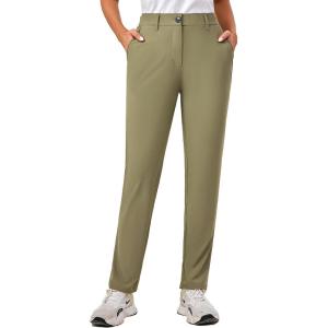 Little Donkey Andy Women’s Golf Pants Stretch Quick Dry Lightweight Straight Leg Business Casual Slacks with Pockets(Deep Lichen Green)