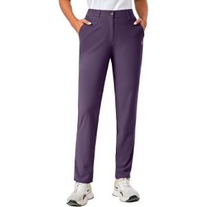Little Donkey Andy Women’s Golf Pants Stretch Quick Dry Lightweight Straight Leg Business Casual Slacks with Pockets(Deep Purple)