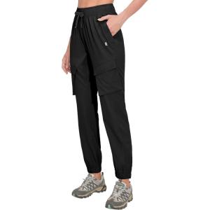 Little Donkey Andy Women’s Hiking Pants Lightweight Quick Dry Outdoor Running Cargo(Simple Black)