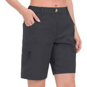 Little Donkey Andy Women’s Hiking Shorts 10.5 Inch Inseam Lightweight Quick Dry Running Golf Shorts with Zipper Pockets(Black Heather)