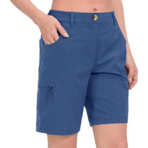 Little Donkey Andy Women’s Hiking Shorts 10.5 Inch Inseam Lightweight Quick Dry Running Golf Shorts with Zipper Pockets(Blue Heather)