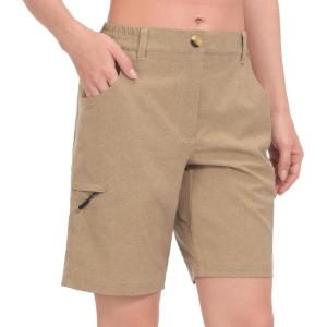 Little Donkey Andy Women’s Hiking Shorts 10.5 Inch Inseam Lightweight Quick Dry Running Golf Shorts with Zipper Pockets(Khaki Heather)